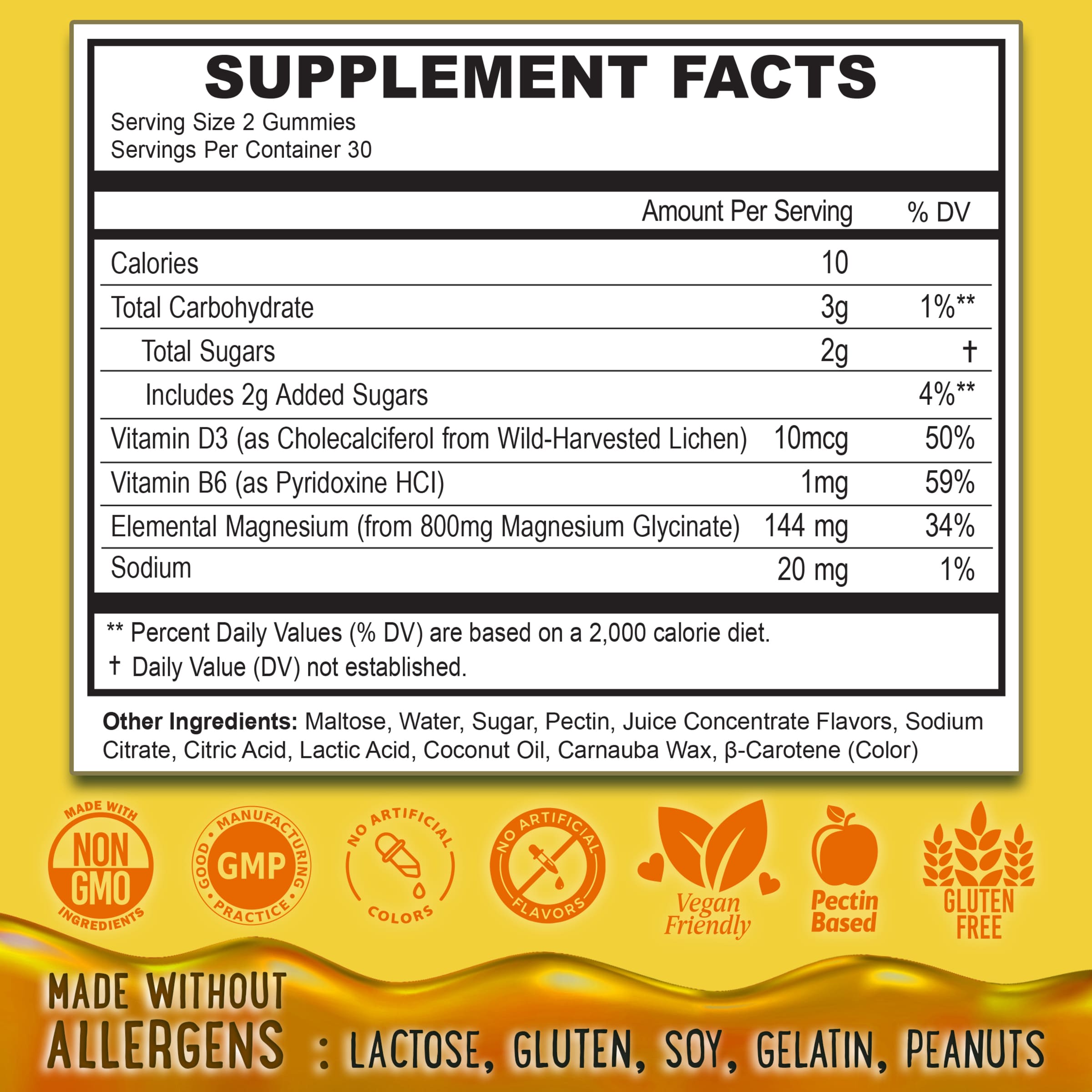 Magnesium Glycinate Gummies 400mg Pineapple&Orange