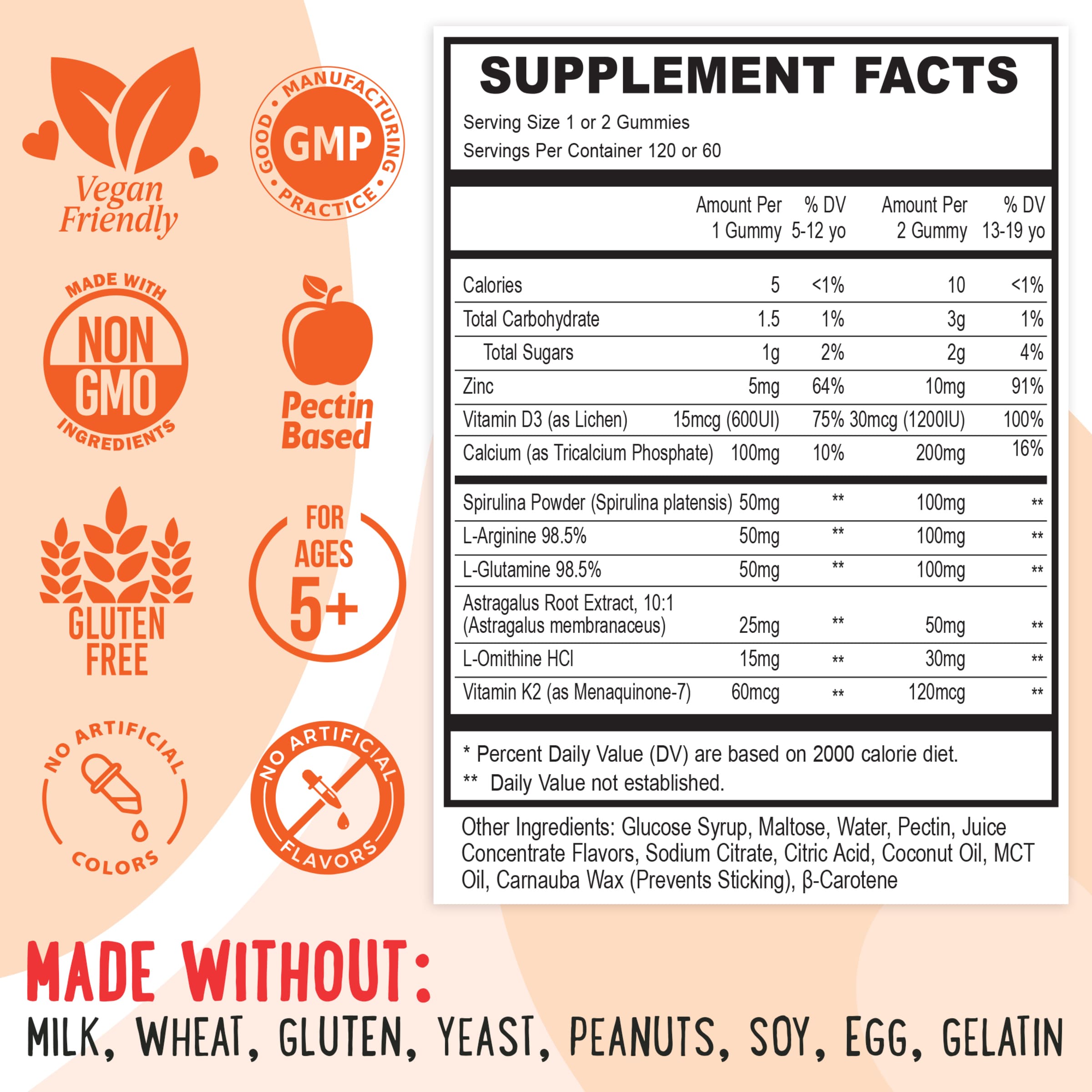 Supplement Facts Nutritional Facts Bones&Growth Height Peach&Mango