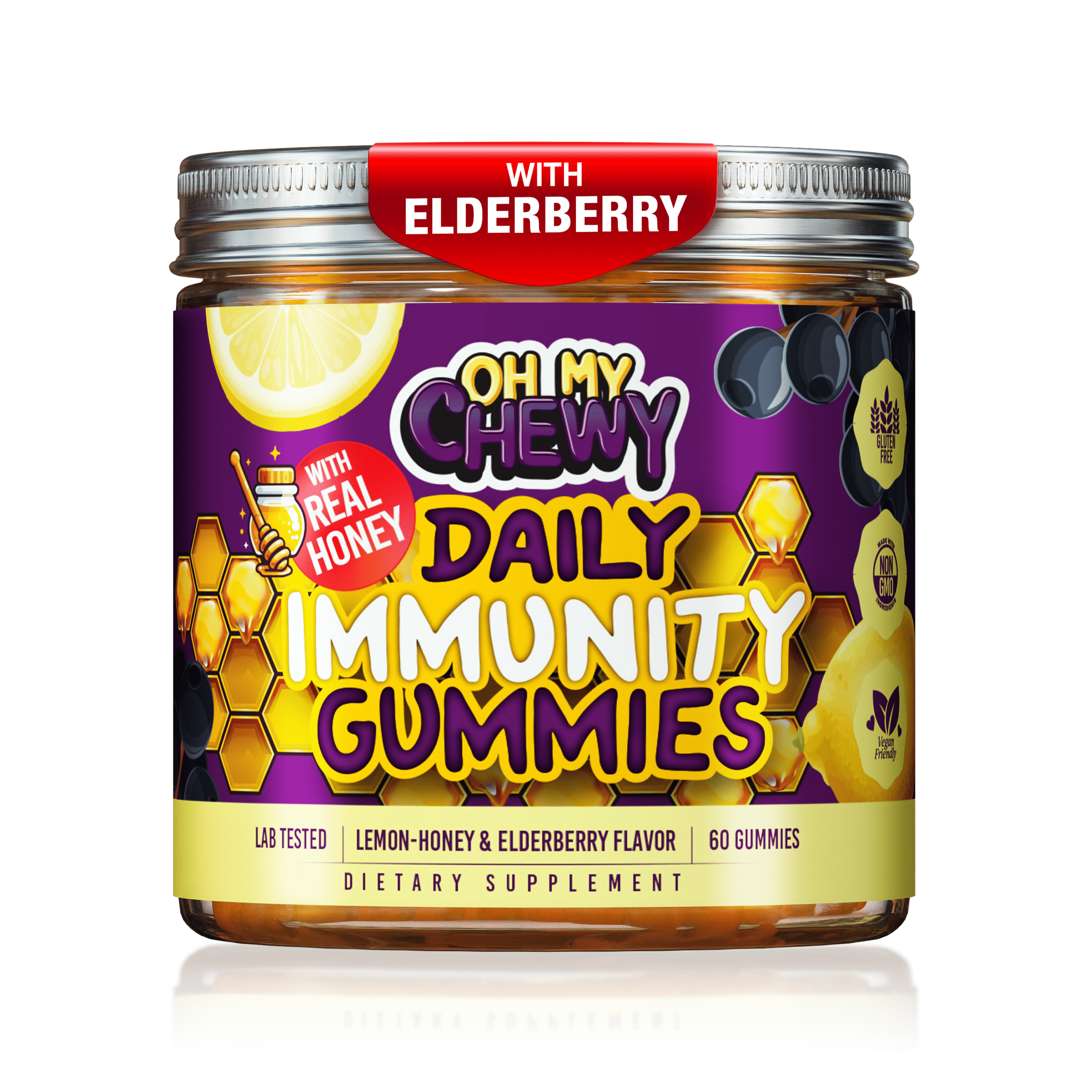 Immunity Support Gummies Lemon-Honey&Elderberry with Vitamin C, Echinacea, Zinc