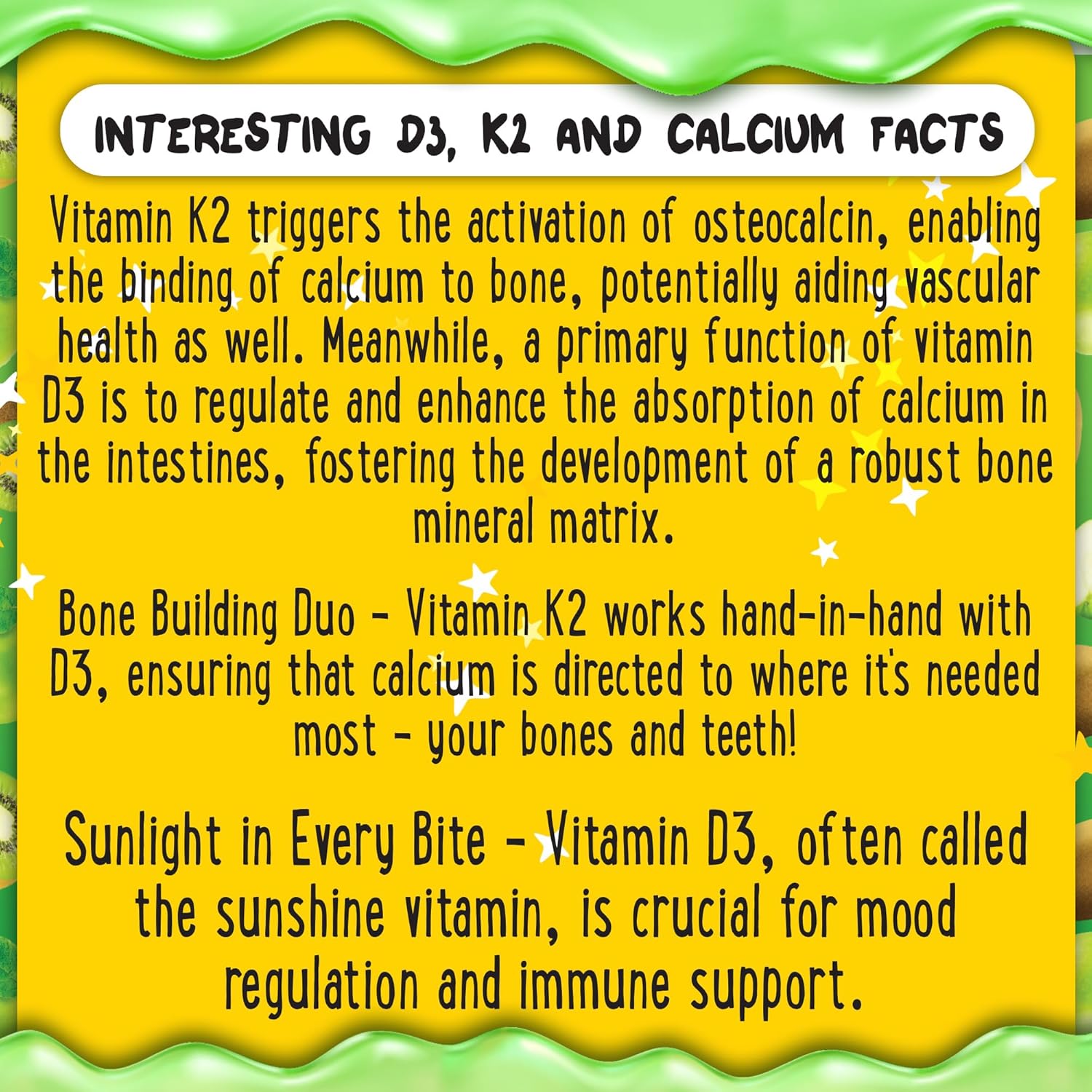 Vitamin D3 K2 and Calcium Gummies Apple&Kiwi