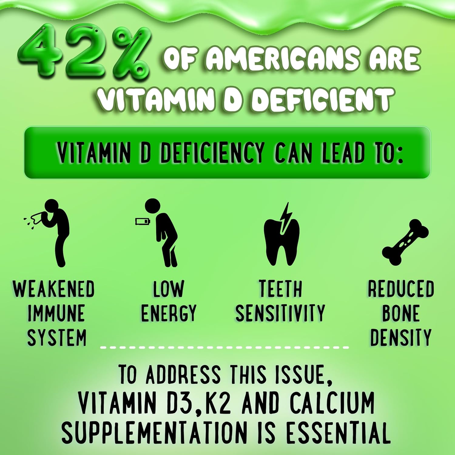 Vitamin D3 K2 and Calcium Gummies Apple&Kiwi