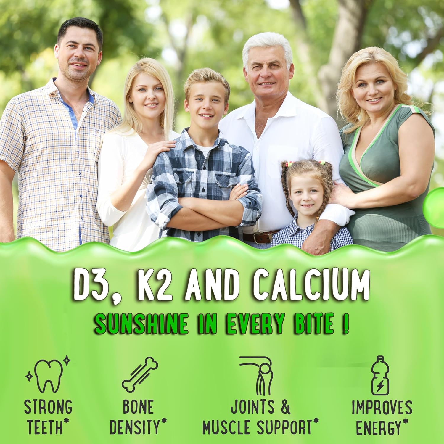 Vitamin D3 K2 and Calcium Gummies Apple&Kiwi