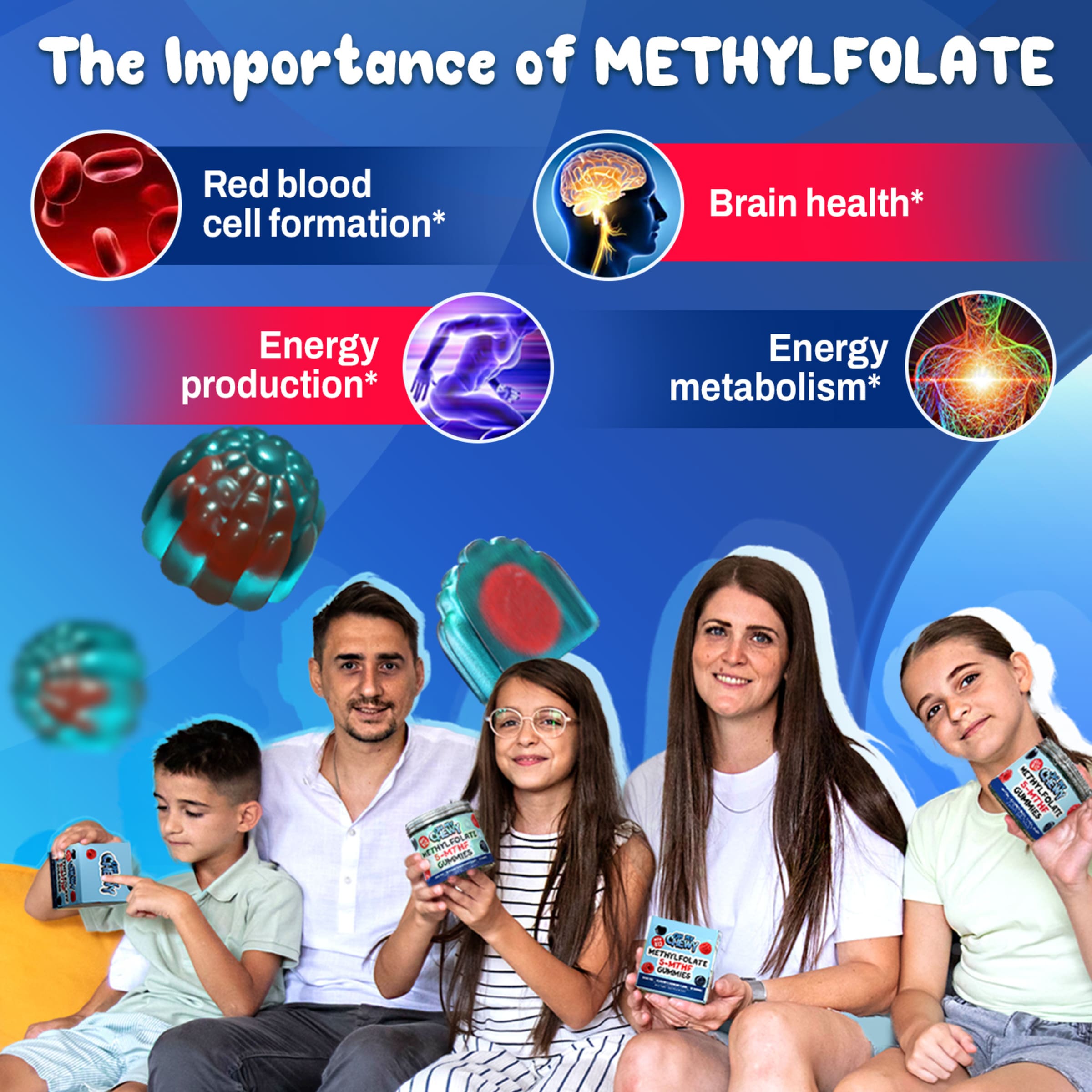 Center-Filled Folate Gummies (5-MTHF) Blueberry&Raspberry