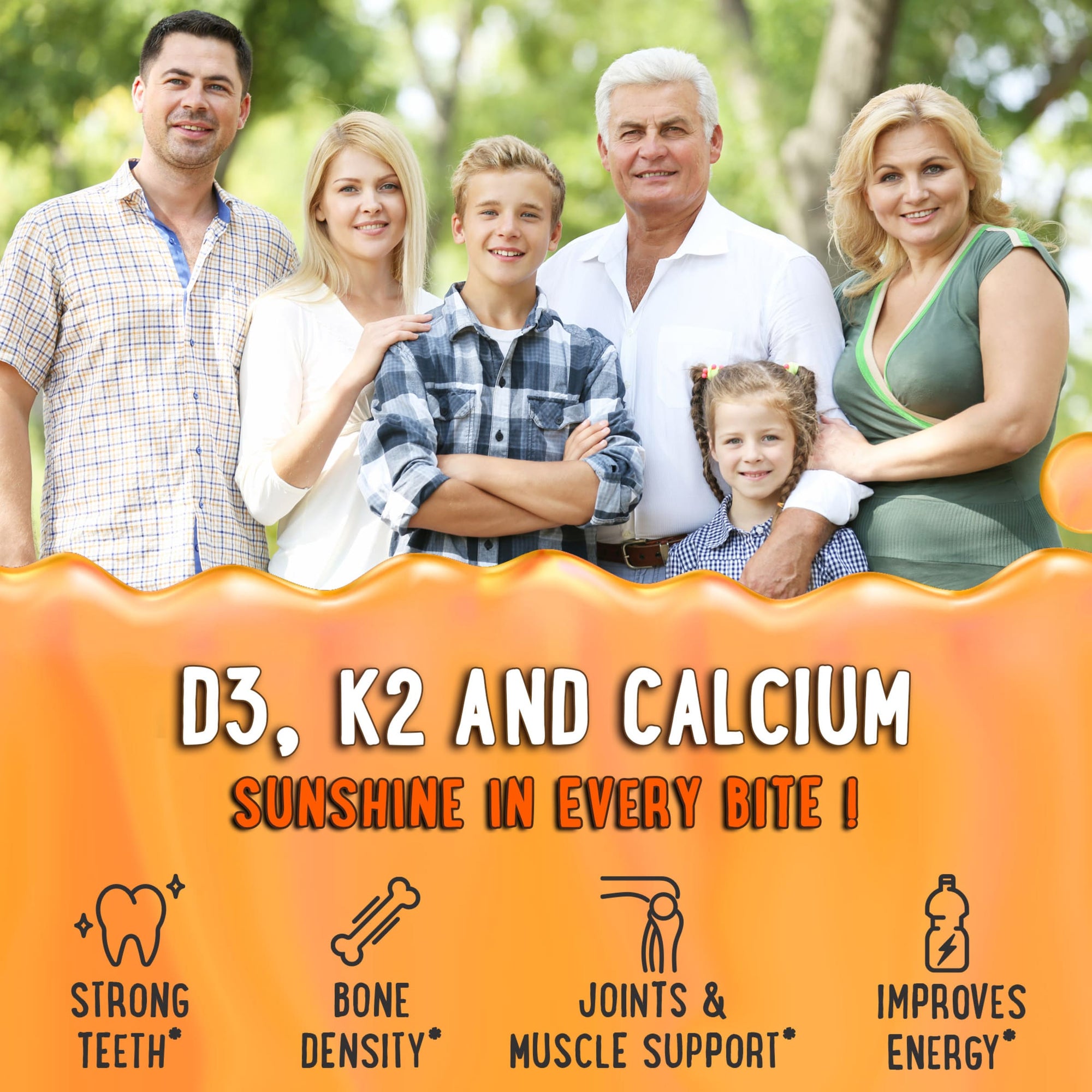 Vitamin D3 K2 and Calcium Gummies Peach&Mango
