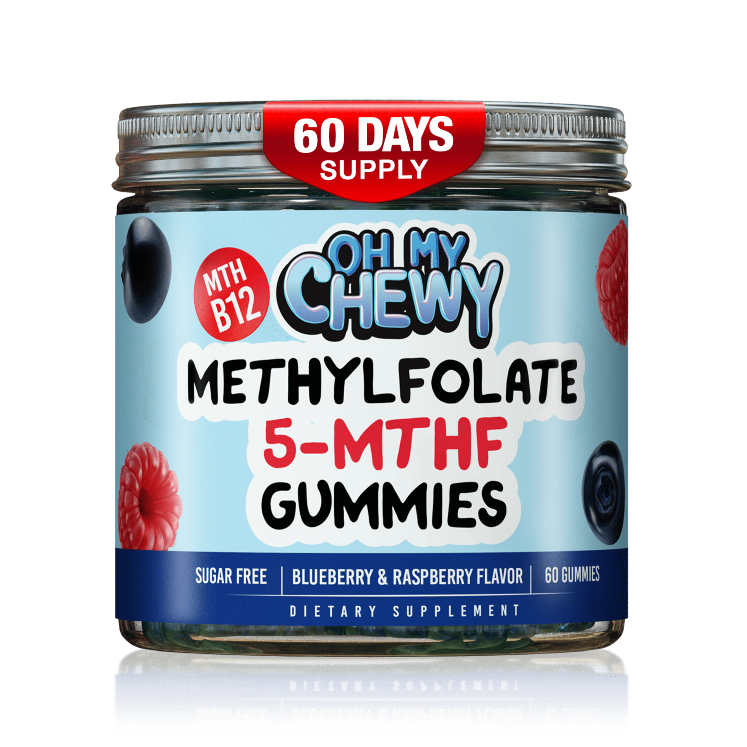 Center-Filled Folate Gummies (5-MTHF) Blueberry&Raspberry